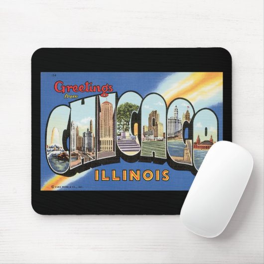 シカゴイリノイのヴィンテージの郵便はがき マウスパッド (マウス)