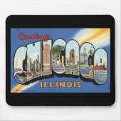 シカゴイリノイのヴィンテージの郵便はがき マウスパッド (正面)