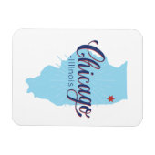 シカゴイリノイの地図 マグネット (横)