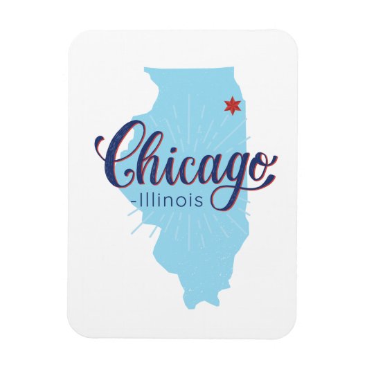 シカゴイリノイの地図 マグネット (縦)