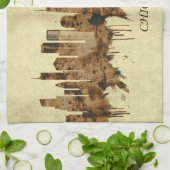 シカゴイリノイシティスケープ キッチンタオル (折り畳み)