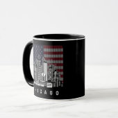 シカゴイリノイスカイラインアメリカンフラグ マグカップ (正面左)