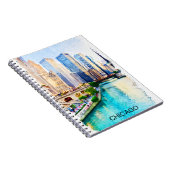 シカゴイリノイズウォーターカラーシティビュー ノートブック (右側)