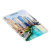 シカゴイリノイズウォーターカラーシティビュー マグネット (右側)