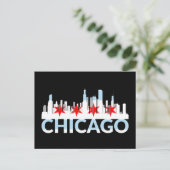 シカゴイリノイズシルエット4スターズヴィンテージトラベル ポストカード (スタンド正面)