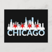 シカゴイリノイズシルエット4スターズヴィンテージトラベル ポストカード (正面)