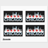 シカゴイリノイズシルエット4スターズヴィンテージトラベル 長方形シール (シート)