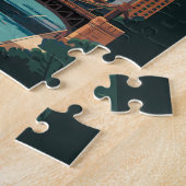 シカゴイリノイズスカイライントラベルアートヴィンテージ ジグソーパズル (側面)