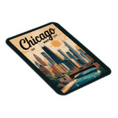 シカゴイリノイズスカイライントラベルアートヴィンテージ マグネット (右側)