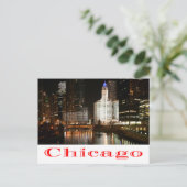 シカゴイリノイズナイトスカイライン旅行ポストカード ポストカード (スタンド正面)