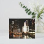 シカゴイリノイズナイトスカイライン旅行ポストカード ポストカード (スタンド正面)