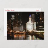 シカゴイリノイズナイトスカイライン旅行ポストカード ポストカード (正面/裏面)