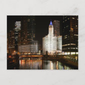 シカゴイリノイズナイトスカイライン旅行ポストカード ポストカード (正面)