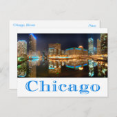 シカゴイリノイズナイトスカイライン旅行ポストカード ポストカード (正面/裏面)