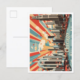 シカゴイリノイポップ・アートのアートトラベルイラストレーション ポストカード