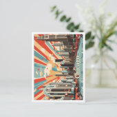 シカゴイリノイポップ・アートのアートトラベルイラストレーション ポストカード (スタンド正面)