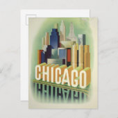 シカゴイリノイレトロヴィンテージ旅行ポスター ポストカード (正面/裏面)