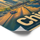 シカゴイリノイヴィンテージレトロ旅行イラストレーション ポスター (角)