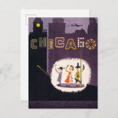 シカゴイリノイヴィンテージレトロ旅行ポスター ポストカード (正面/裏面)