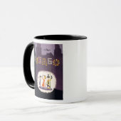 シカゴイリノイヴィンテージレトロ旅行ポスター マグカップ (正面左)