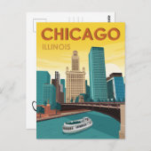 シカゴイリノイヴィンテージ日付ポストカードの保存 ポストカード (正面/裏面)