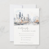 シカゴイリノイ市の風景の水の色結婚の 出欠カード (正面)