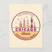 シカゴイリノイ市スカイラインエンブレム ポストカード (正面)