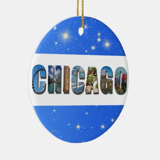 シカゴイリノイ市観光写真クリスマス セラミックオーナメント (右)
