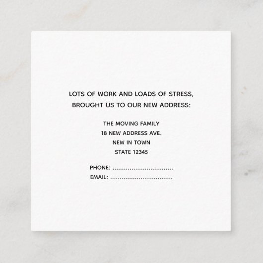 シカゴイリノイ引っ越しました新しい住所カード エンクロージャーカード (裏面)