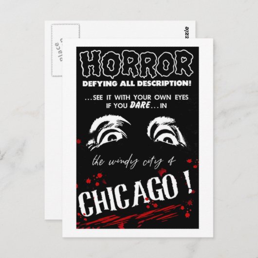 シカゴイリノイ旅行ホラーグリーティング ポストカード (正面/裏面)