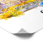 シカゴイリノイ旅行水のカラーハンドドロッド ポスター (角)