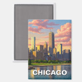 シカゴイリノイ旅行 マグネット (正面/裏面)
