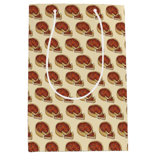 シカゴイリノイ深いディッシュペパロニピザパイ ミディアムペーパーバッグ (正面)