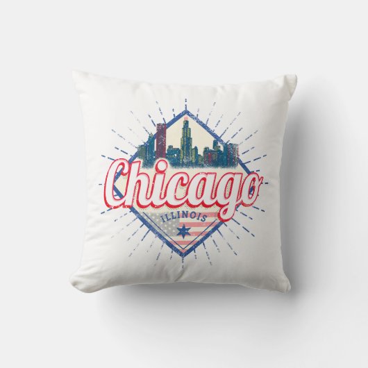シカゴイリノイ統一された州レトロスカイラインUSA クッション (正面)