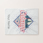 シカゴイリノイ統一された州レトロスカイラインUSA ジグソーパズル (横)