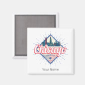 シカゴイリノイ統一された州レトロスカイラインUSA マグネット (正面/裏面)