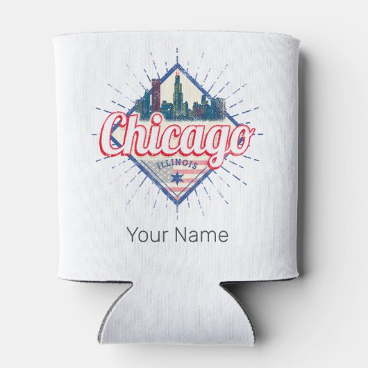 シカゴイリノイ統一された州レトロスカイラインUSA 缶クーラー (裏面)