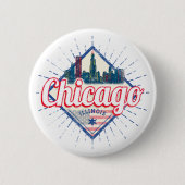 シカゴイリノイ統一された州レトロスカイラインUSA 缶バッジ (正面)