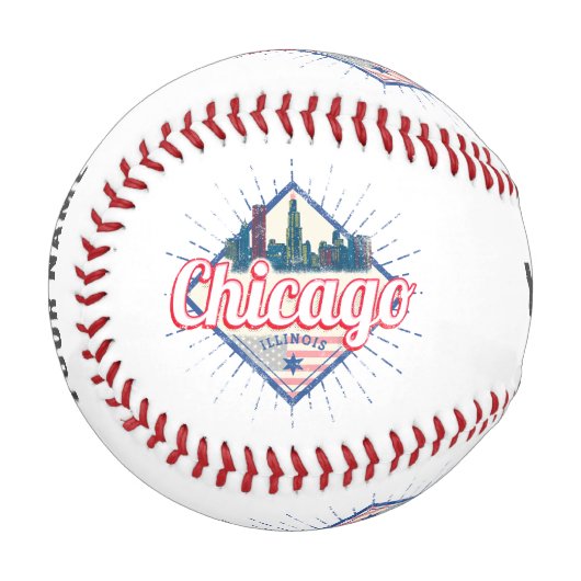 シカゴイリノイ統一された州レトロスカイラインUSA 野球ボール (正面左)