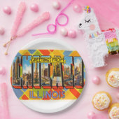 シカゴイリノイILの古いヴィンテージ旅行記念品 ペーパープレート (パーティー)