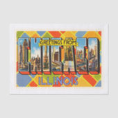 シカゴイリノイILの古いヴィンテージ旅行記念品 薄葉紙 (正面)