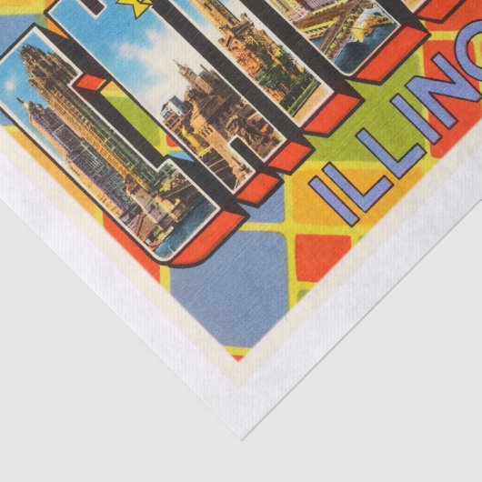 シカゴイリノイILの古いヴィンテージ旅行記念品 薄葉紙 (詳細)