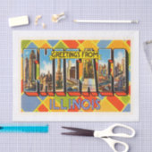 シカゴイリノイILの古いヴィンテージ旅行記念品 薄葉紙 (クラフト)