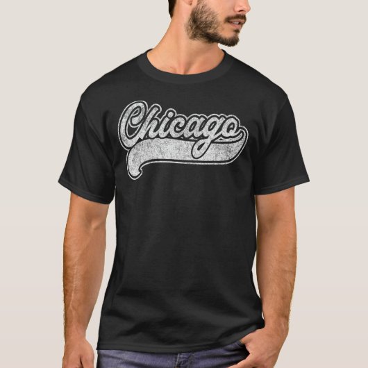 シカゴイリノイILシャツレトロ野球スタイルビン Tシャツ (正面)