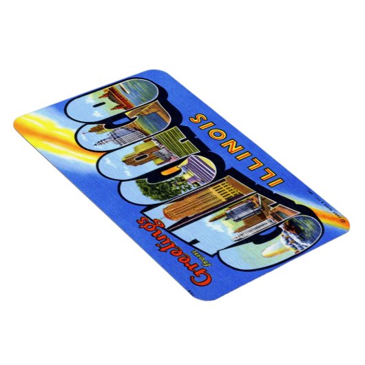 シカゴイリノイILラージレターはがきマグネット マグネット (右側)