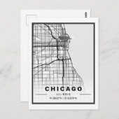 シカゴイリノイUSAトラベルシティマップ ポストカード (正面/裏面)