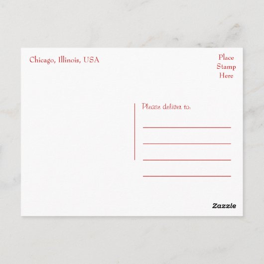 シカゴイリノイUSA – ナイトシカゴスカイライン ポストカード (裏面)