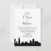 シカゴイルスカイラインシティスケープ結婚式招待状 招待状 (正面)