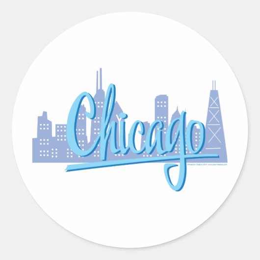 シカゴウィンディシティスカイライン ラウンドシール (正面)