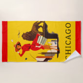 シカゴウィンディシティポスター ビーチタオル (正面)